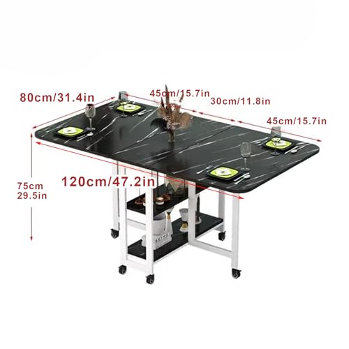 Mesa de comedor plegable para 4-6 personas con ruedas para apartamentos pequeños 4