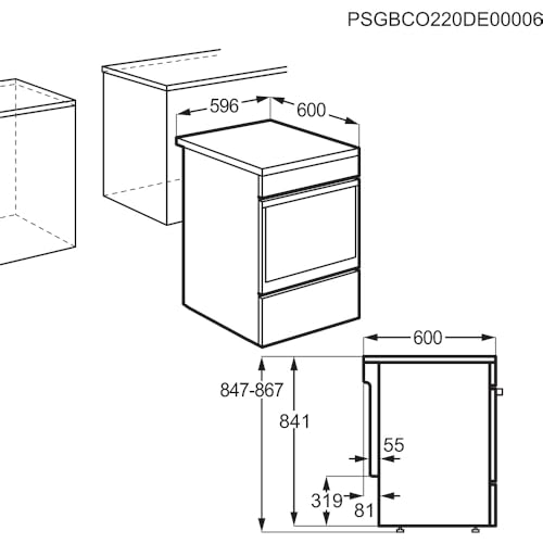 AEG CCB6446BBB 60 cm Standherd mit Glaskeramik-Kochfeld/Bräterzone/Mehrkreiskochzone/Versenkknebel/Touch-Bedienung/Grillfunktion/Display mit Uhr/A