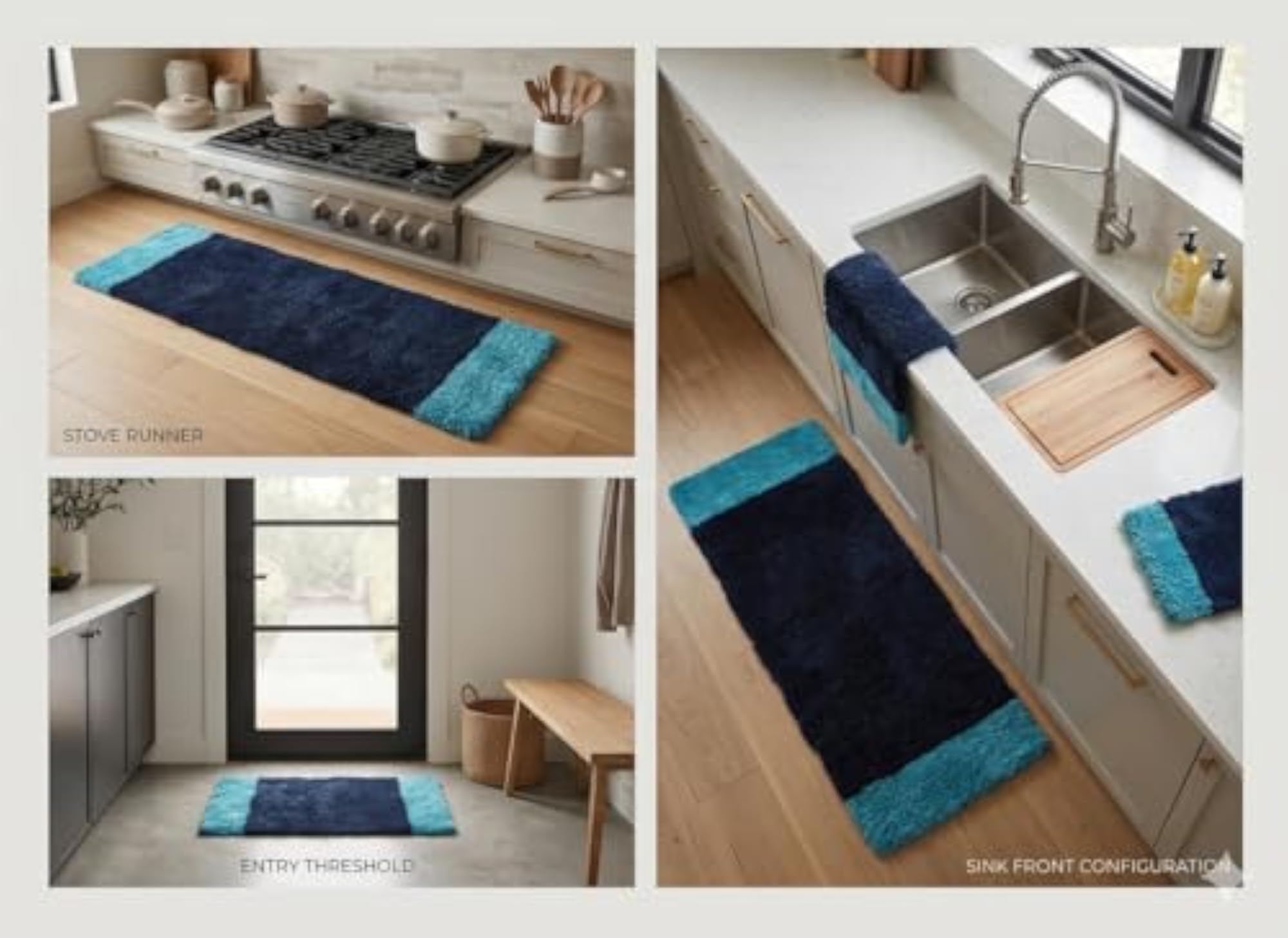Premium 100% Cotton Kitchen Mat Set, Soft & Absorbent