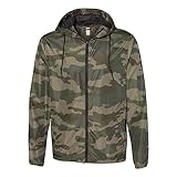 Independent Trading Co. Lightweight Windbreaker Camo Green Large