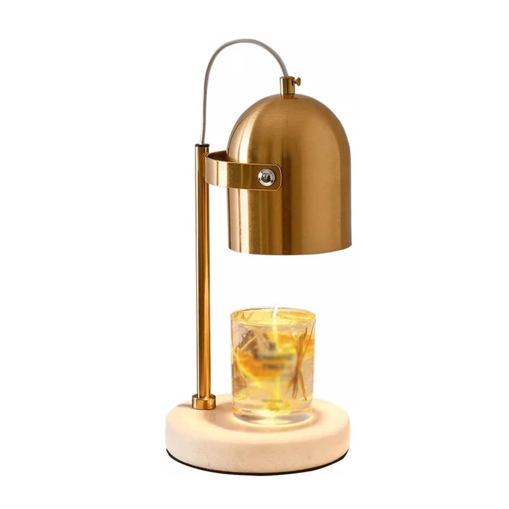 Lampada scaldacandele in metallo dorato con base bianca, scioglicera for sala da pranzo, camera da letto e bagno lampada da scrivania