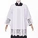 BLESSUME Catholic White Pleated Lace Surplice Liturgical Cotta Vestment (White, X-Large)