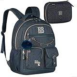 Rebecca Bonbon Kit Mochila e Estojo Jeans Vintage, 2026