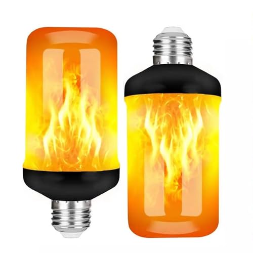 SZXJY LED Fire Flame Light Bulbs 4 Modes Flickering Light Bulbs with Gravity Sensor E26 Base for Halloween Christmas Party Porch Outdoor and Indoor Home Decorations (2Pack Yellow)