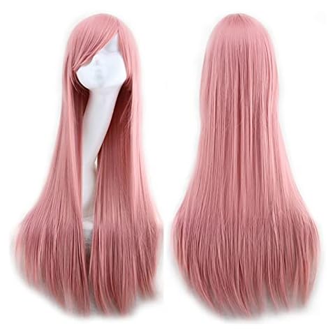 AKStore Wigs 32" 80cm Long Straight Anime Fashion Women's Cosplay Wig Party Wig With Free Wig Cap(Pink) Cover