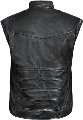 Bucky Straps Black Detachable Sleeves Vest Jacket 2 in 1 Style - Real Leather3