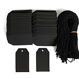 200PCS Paper Gift Tags with Free 200PCS Black Cotton Strings,Blank hangtags for DIY Arts and Crafts