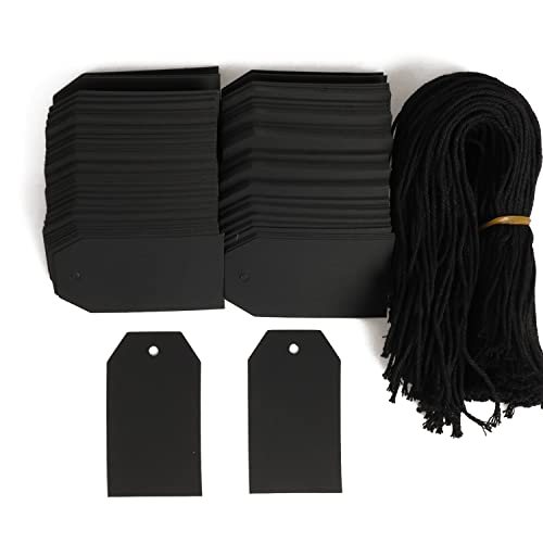 200Pcs Paper Gift Tags With Free 200Pcs Black Cotton Strings,Blank Hangtags For Diy Arts And Crafts Wedding Holiday Present(Black) #TOP9