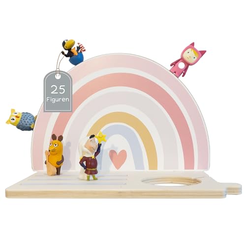 JP Journey Toniebox Étagère pour 25 tonies, pour figurines magnétiques (bois, arc-en-ciel, taille M)