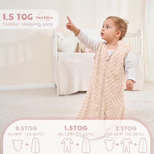 Image of Yoofoss Baby Sleep Sack 12-18 Months TOG 1.5 Fleece with Plush Dots 2 Pack