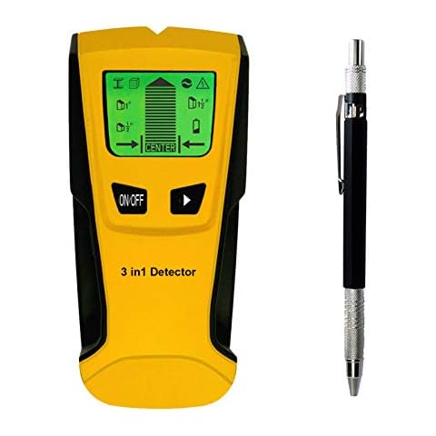 BENBOR Stud Finder Wall Scanner, 3 in 1 Electronic Stud Sensor Wall Scanner Center Finding with LCD Display for Wood Live AC Wire Metal Studs Detection(Yellow) Cover