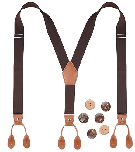 Image of Suspenders for Men Button End Adjustable Y-Back Elastic 47 Inches