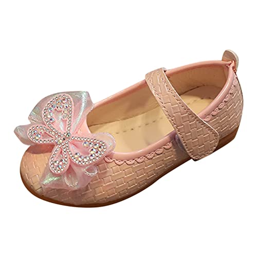 Fashion Summer Children Sandals Girls Casual Shoes Flat Bottom Lightweight Rhinestone Ribbon Bow (Pink, 12 Little Child)