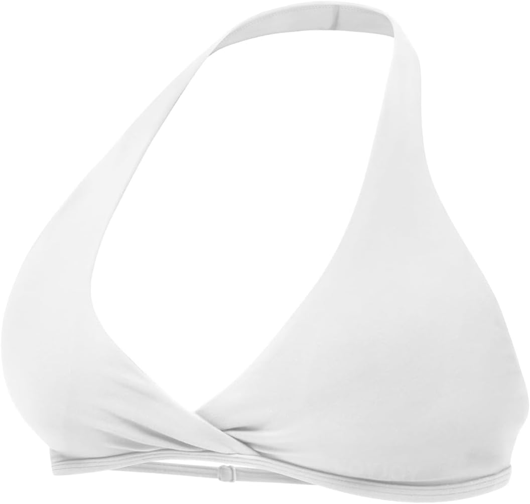 VOYJOY Halter Sports Bras for Women Deep V Neck Open Back Padded Adjustable Back Straps Workout Yoga Everyday Bra Crop Top