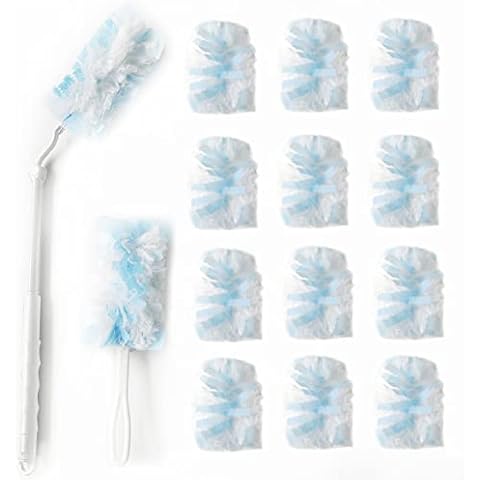 JINYUDOME Blue Dusters Refills for Cleaning Disposable Cleaning Dusters Hand Duster Refills, 20 Pack Refills with 2 Handle Cover