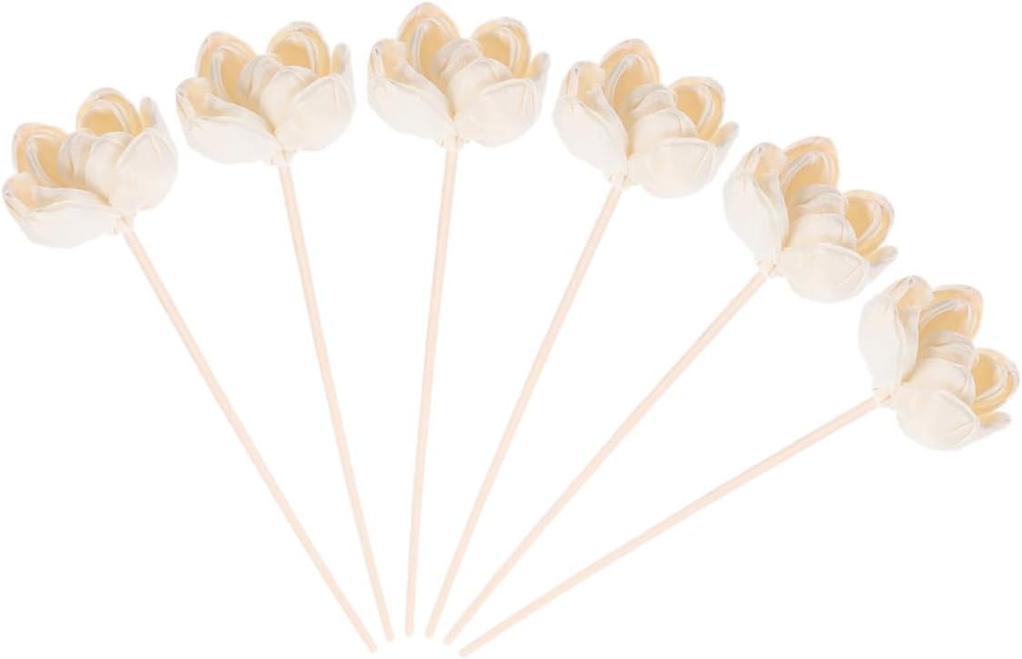 6pcs Rattan Aroma Diffuser Sticks Natural Fragrance Replacement Sticks for Essential Oil Diffuser Enhances Home Ambiance with Lifelike Flower Decor for Aromatherapy Office and