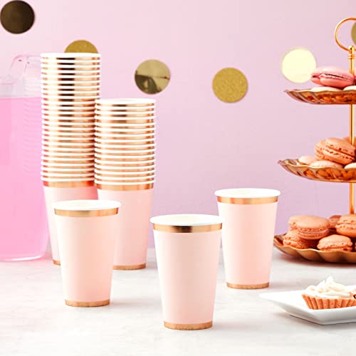 Gobelets en papier rose clair jetables pour décoration de baby shower et anniversaire - 3