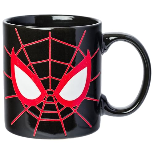 Silver Buffalo Marvel Miles Morales, Wax Resist Ceramic Pottery Mug, 20oz