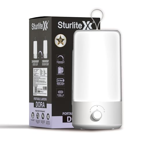 Sturlite Dora 22W LED Portable Lantern| 1800mAh Rechargeable Li-ion Battery| Upto 30Hrs Long Battery Back Up| Knob for Brightness Adjustment| LED Lamp with Type- C Charging Cable - (Pack of 1)