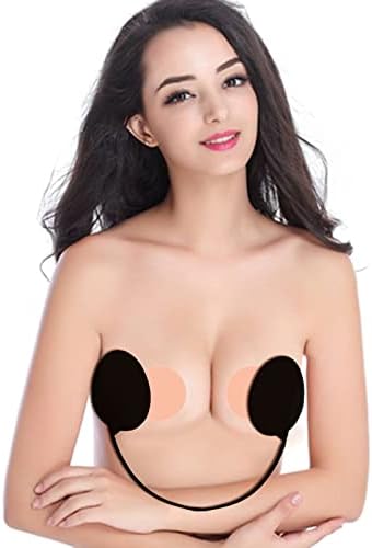 Feliciay Bra Kit, Womens Deep Push-up Frontless Bra Kit, Hidden Adjustable Design Sticky Bra, Frontless Bra Push-Up Provide Cleavage & Support for Necklines, Black