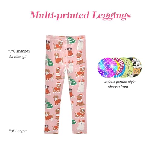 CaTaKu Girls Leggings Cute Dogs Christmas Leggings for Girls Kids Athletic Workout Yoga Pants Size 4-10T4
