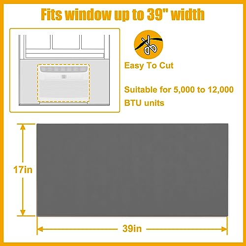 LBG Products Window Air Conditioner Side Panels,Full Surround AC Foam Panel for Indoor Window AC Units,Summer and Winter Window Seal Cover (Black) - Thumbnail 2