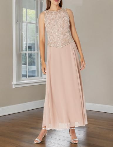 Image of J Kara Womens Sleeveless Mock 2 Piece Beaded Bodice Flare Dress