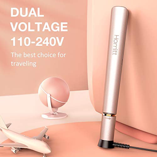 Homitt Professional Salon Hair Straightene and Curler Negative Ions, Ceramic Flat Iron for Hair with Dual Voltage &LCD 250°F-450°F, 3D Floating Plates Twist Straightening Iron for All Hair Style