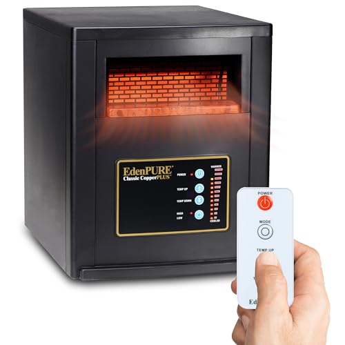 EdenPURE Classic CopperPLUS Infrared Heater — 1500 W Energy-Efficient Zone Heater for Large Rooms up to 1000 sq ft — Quiet Operation, Cool-Touch Safety, Portable Comfort for Home, Bedroom or Office