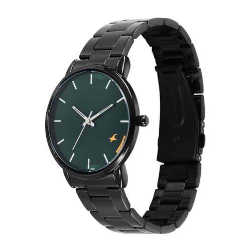 Image of Fastrack Stunners X Quartz Analog with Dark Green Dial Black Stainless Steel Strap Watch for Men - 38159NM01