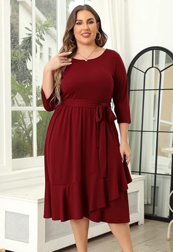 Image of TASHVIKA'S Women's Plus Size Flowy Wrap Ruffle Maxi Dress