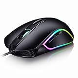 [page_title]-Gaming Maus, Gamer Maus mit 4800 DPI (6 Einstellbare 200-4800DPI), 6 Tasten und USB-Kabel, Rechts/Linkshänder, Ergonomisches Design Maus Optisch, Pro-Game Notebook Computer - Schwarz - Maus mit Kabel