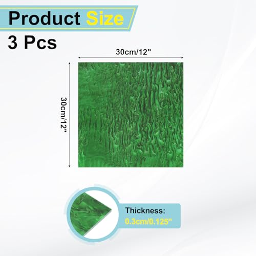 Image of MECCANIXITY 3 Pcs Glitter Pearl Acrylic Sheet,12 inch x 12 inch x 1 /8 inch Pearlescent Cast Pmma Plastic Sheets Extruded Translucent Blanks for DIY Art Crafting Laser Cutting & Engraving,Green