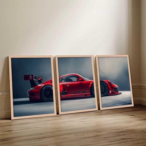 Image of TASVEE Car wall posters | set of 3 wall frames | posters for wall | Wall Decoration for Bedroom, Living Room & Office | Best Gift for Boys & Car Lovers (A10, MEDIUM 10X13, Framed)