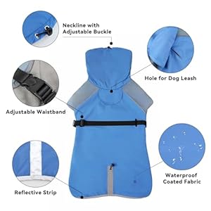 LESYPET Dog Coats for Large Dogs Winter Waterproof, Double Layer Dog Jacket Winter for Large Breed with Fleece Lining Warm Dog Raincoat for Large Dogs Outdoor, Blue 5XL