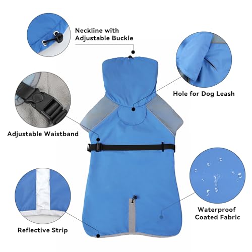 LESYPET Dog Coats for Large Dogs Winter Waterproof, Double Layer Dog Jacket Winter for Large Breed with Fleece Lining Warm Dog Raincoat for Large Dogs Outdoor, Blue 5XL LESYPET Dog Coats for Large Dogs Winter Waterproof, Double Layer Dog Jacket Winter for Large Breed with Fleece Lining Warm Dog Raincoat for Large Dogs Outdoor, Blue 5XL