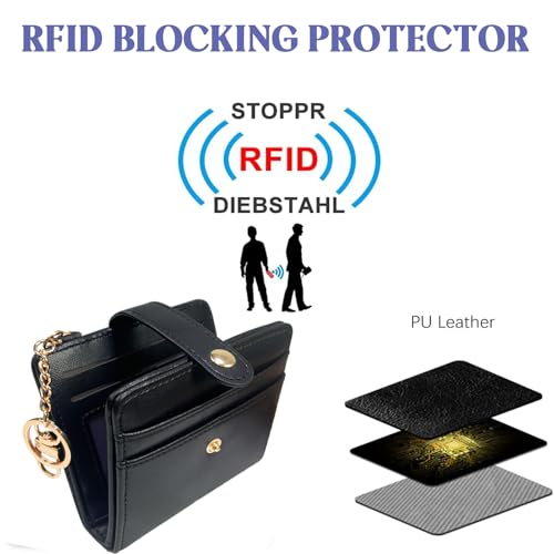 Slim Wallet for Women, Small Slim Thin Compact Credit Card Women Wallet, PU Leather Bifold Cash Wallet, Zipper Coin Pocket & ID Window, Female Wallet4