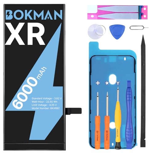 bokman Battery Replacement for iPhone XR, High Capacity 6000mAh Lithium Polymer Battery with All Tool Kits