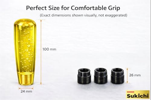 Image of Sukichi 10 cm Premium Car Gear Knob | Universal Fit with Screw Adapters | Stylish Bubble Design Gear Shift Knob | Easy 2-Minute Installation | Interior Custom Accessory (10 cm Bubble, Yellow)