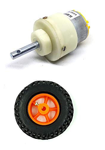 INVENTO 1pcs 6V - 12V 5 Kg-cm 100 rpm DC Metal Geared Motor with 80mm x 25mm Wheel for Robot Car DIY