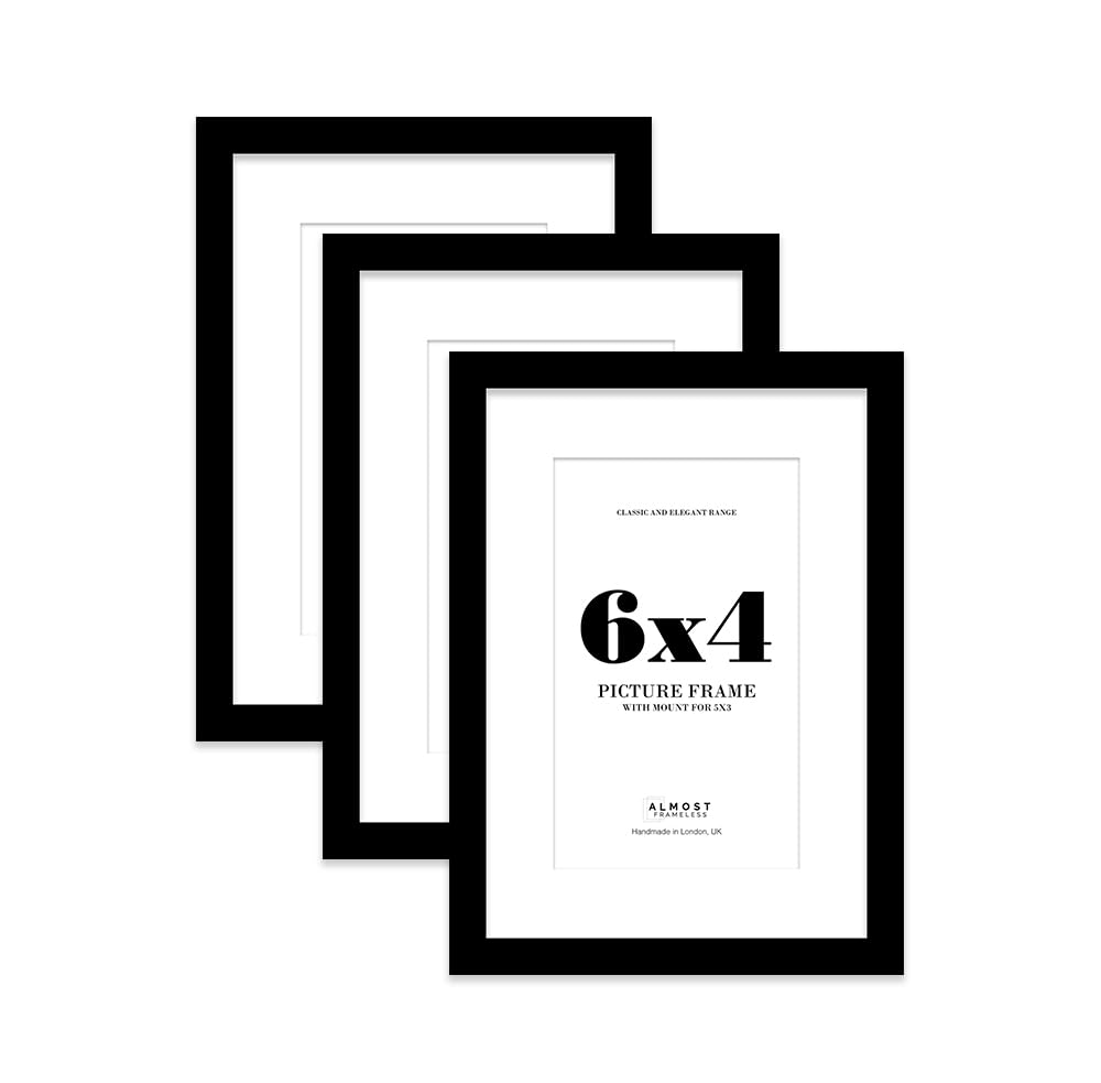 Black Picture Frame 6x4 With 5x3 Mount for Photos - Wall & Table Display, Landscape or Portrait, 3 Pack — image 1