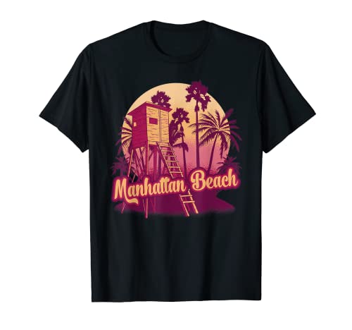 Manhattan Beach California Vintage Retro Souvenir Palm Trees T-Shirt
