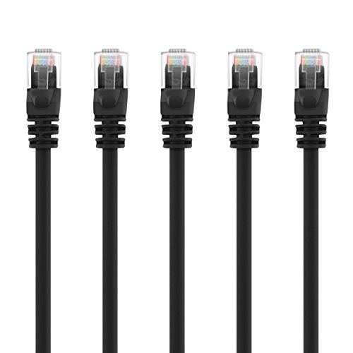 (5 Pack) 10 Feet RJ45 CAT 5E Molded Network Cable - Black