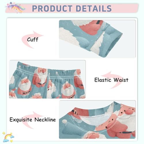 Pajama Sets Long Sleeve Santa Claus Pattern Print Soft Comfy Sleepwear 2 Piece PJS 3-8T4