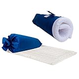 👜 Die Matratze kann einfach transportiert werden, dank der funktionalen Tragetasche und ihrer dehnbaren Struktur. Die Matratze selbst ist 120cm x 60cm x 6cm und kann einfach gefaltet und so auch an den kleinsten Plätzen verstaut werden.