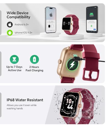 Image of Quican Smart Watches for Women, 1.8 inch Smart Watch for Android Phones /iPhones