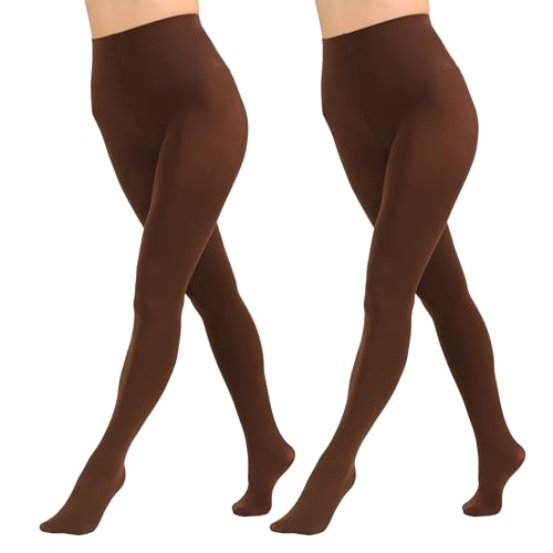 Image of Paralinda 2 Pairs Women's Solid Color Tights 80D, Soft Opaque Microfiber Tights