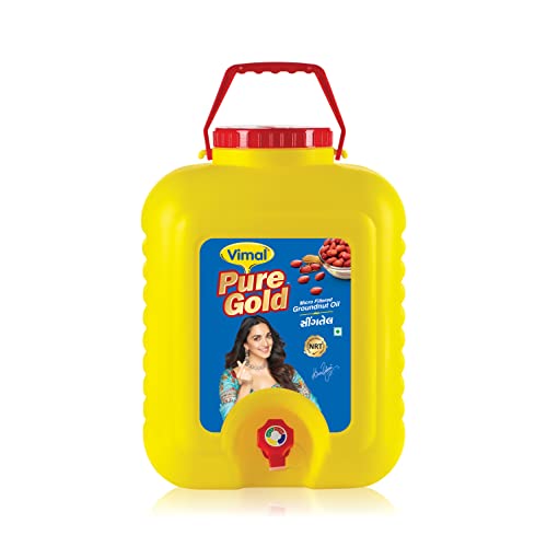 Image of Vimal Pure Gold Groundnut Oil: 100% Natural and Pure for a Healthy Lifestyle | Double Filtered and Refined Peanut Oil for Cooking (15L)