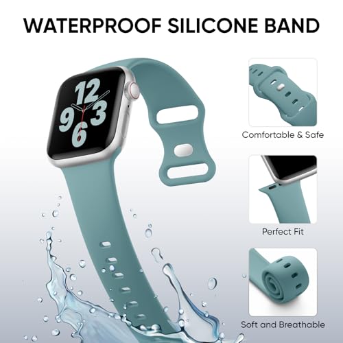 Silicone Band Compatible with Apple Watch Bands for Women 40mm 44mm 45mm 46mm 38mm 41mm 42mm 49mm Ultra Men, Sport Strap for iWatch Bands Series 10 9 8 7 6 5 4 3 SE