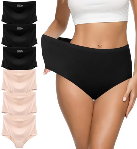 Image of Eiggam Women's Cotton Bikini Panties,High-Cut Full Coverage Stretch Cool Underwear for Women